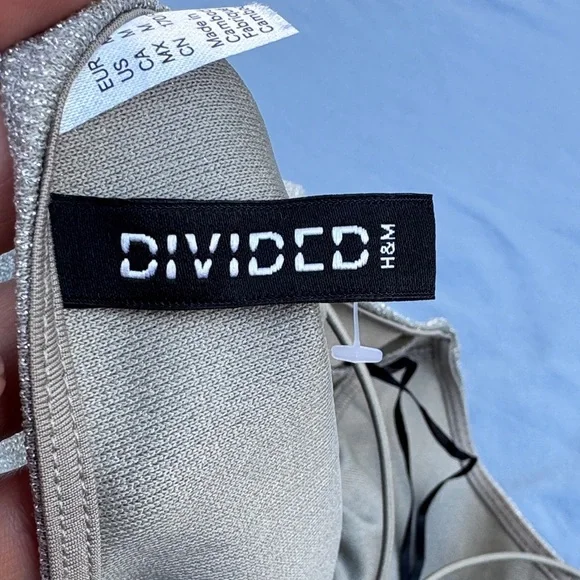 DIVIDED H&M  Elegant Silver Spaghetti Strap Mini Dress - Picture 7 of 8